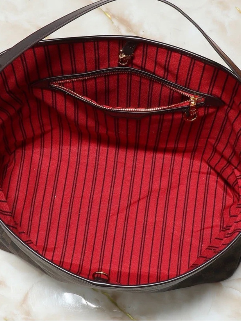 Louis Vuitton Brown Damier Ebene Hobo with Red Interior - Picture 2 of 12